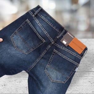 Quần jean Amancio form slim xanh đậm co giãn nhẹ