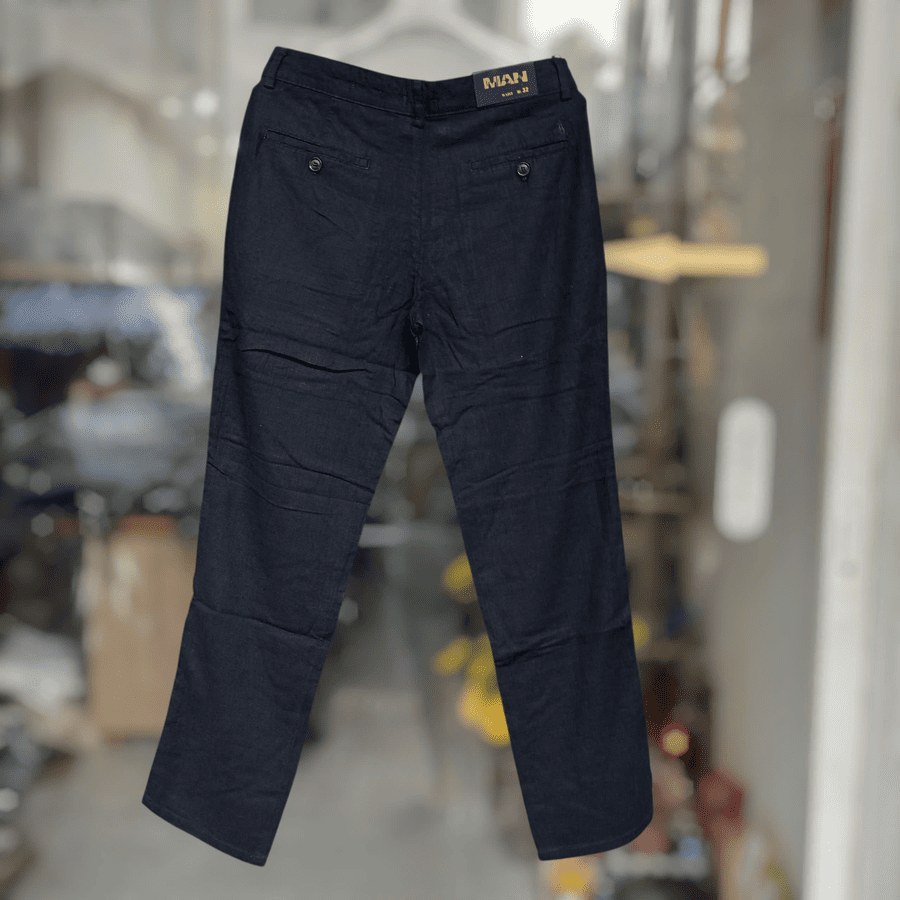 Quần dài linen màu xanh đen - Ảnh 4