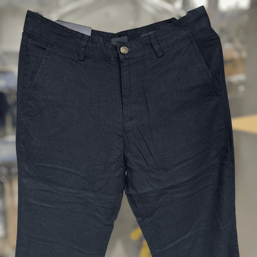 Quần dài linen màu xanh đen - Ảnh 3