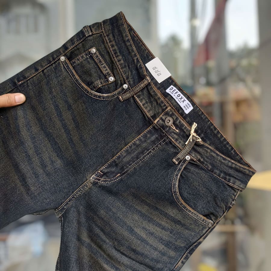 Quần jean nam defoxx xanh wash rêu - Ảnh 3