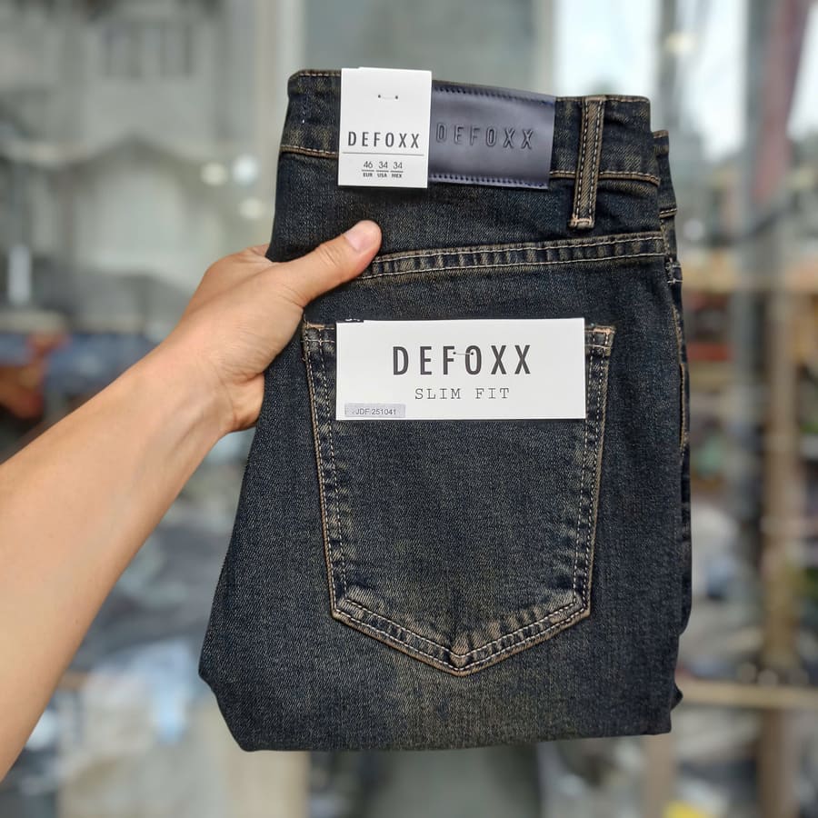 Quần jean nam defoxx xanh wash rêu