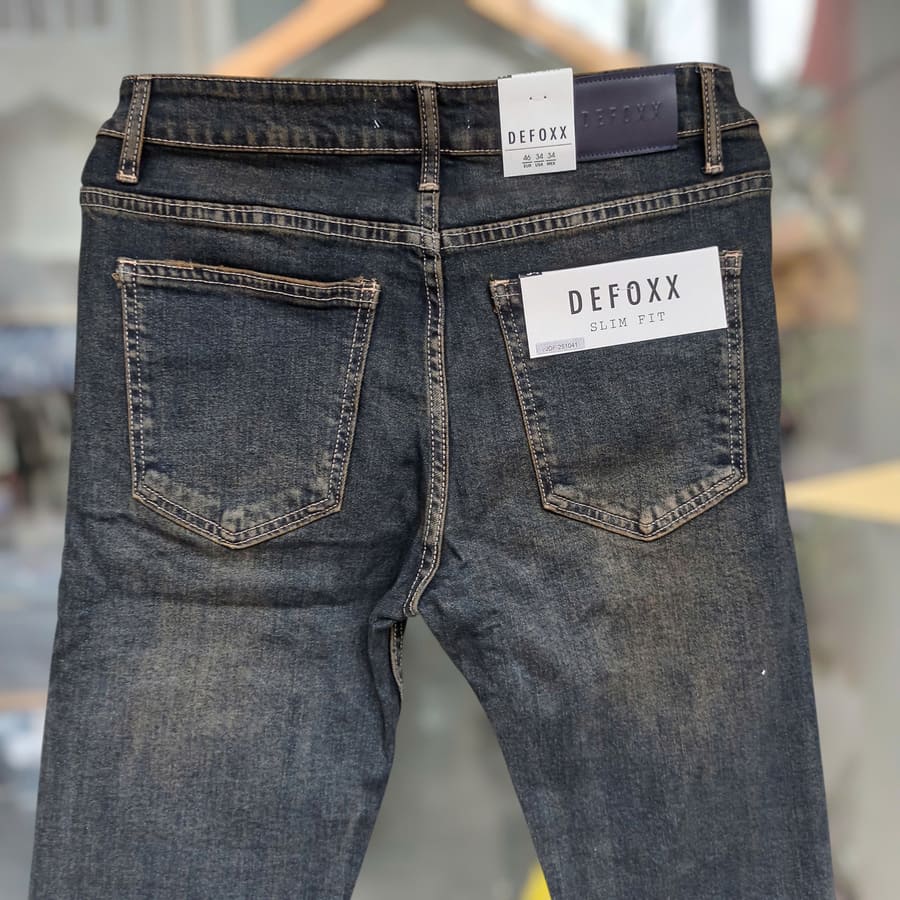 Quần jean nam defoxx xanh wash rêu - Ảnh 7