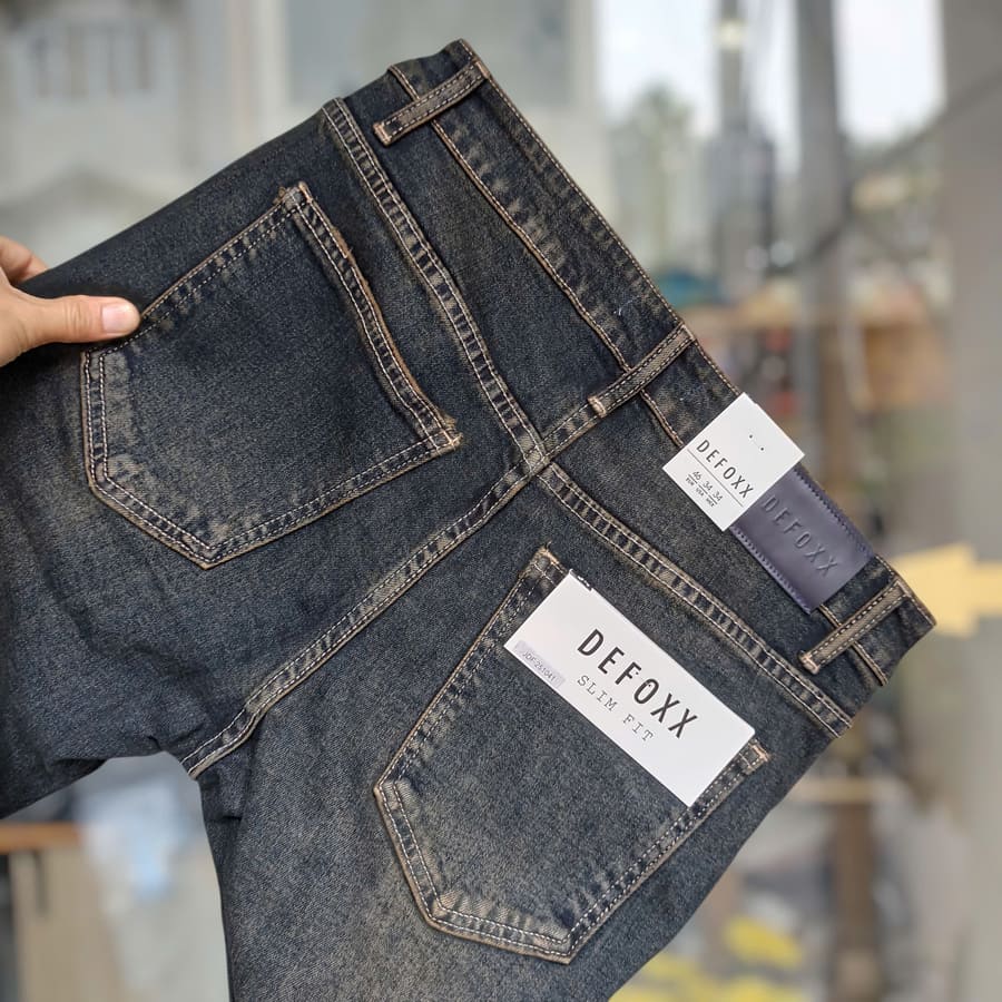 Quần jean nam defoxx xanh wash rêu - Ảnh 8