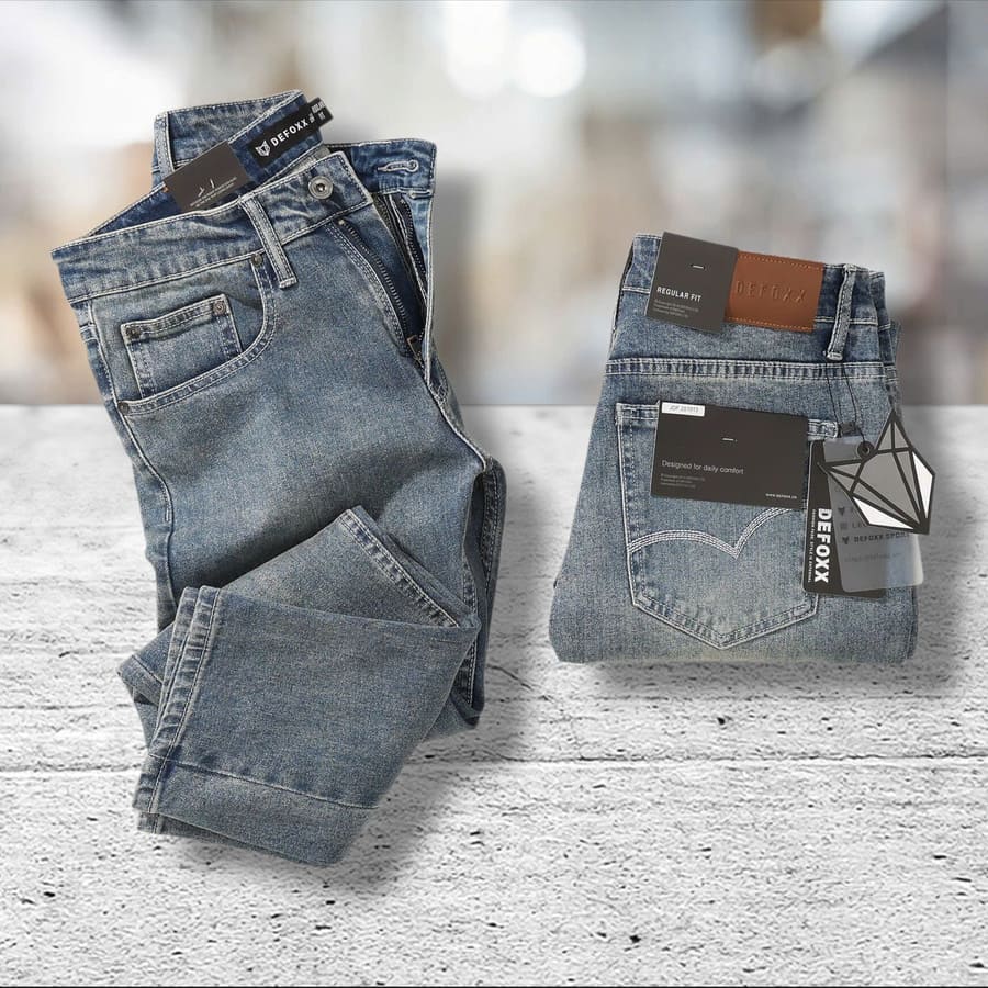 Quần jean nam defoxx ống suông wash đá co giãn - Ảnh 4