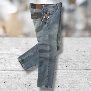 Quần jean nam defoxx ống suông wash đá co giãn