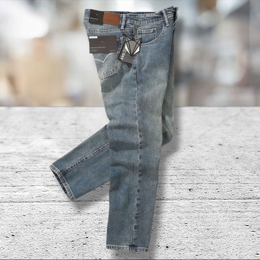 Quần jean nam Defoxx ống suông wash đá co giãn được hoàn thiện từ denim cotton pha spandex