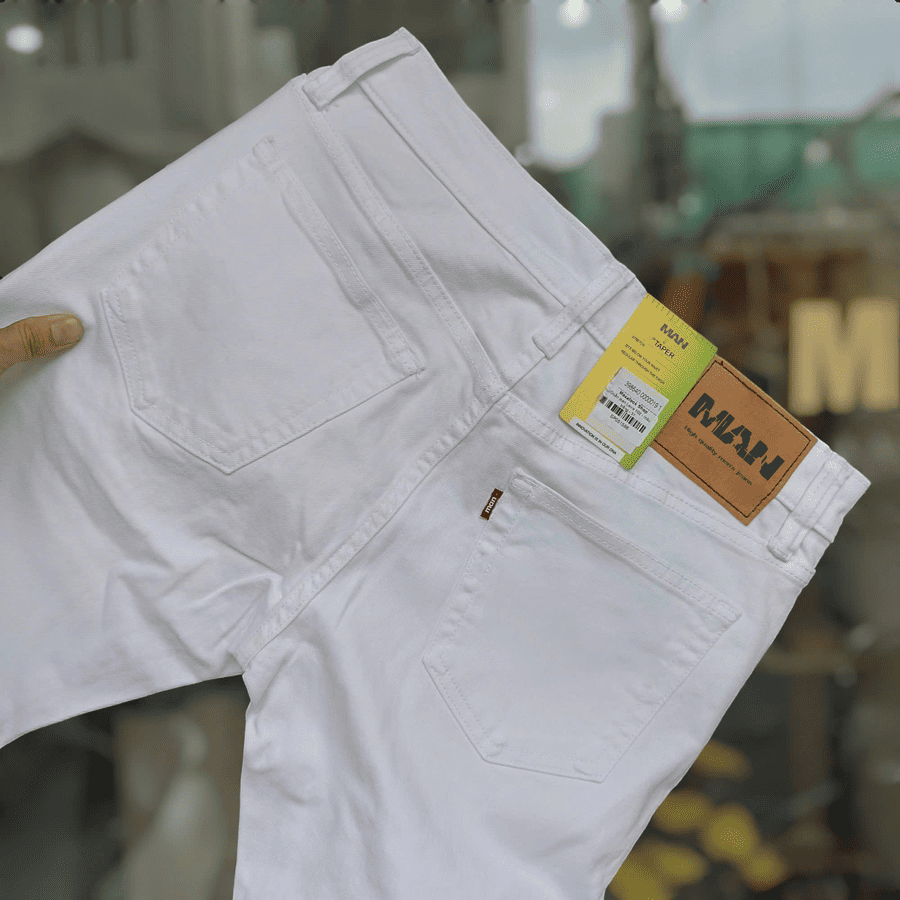 Quần jean nam trắng ống đứng co giãn - Ảnh 7