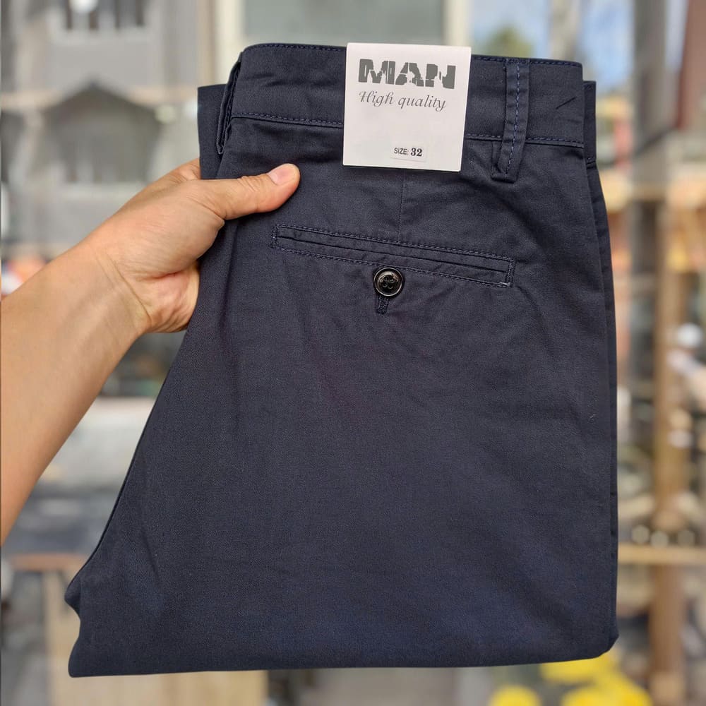 Quần kaki nam túi chéo xanh đen